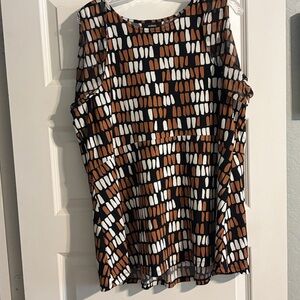 Alfani Women's Black and Brown Patterned Top